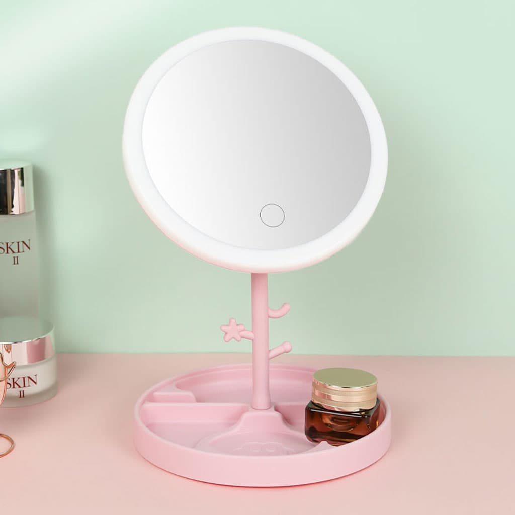 Miroir cosmétique avec lumière LED en forme Rond Rechargeable — صورة 6