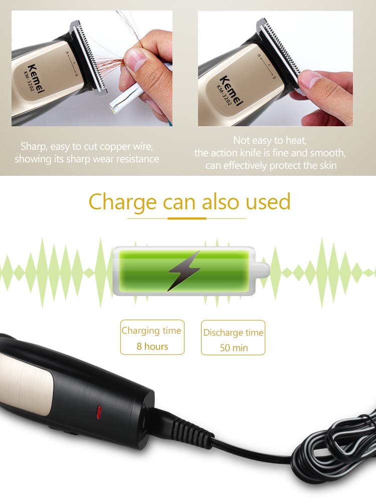 Tondeuse À Cheveux Sans Fil Électrique Professionnel Kemei KM-3202 — صورة 10