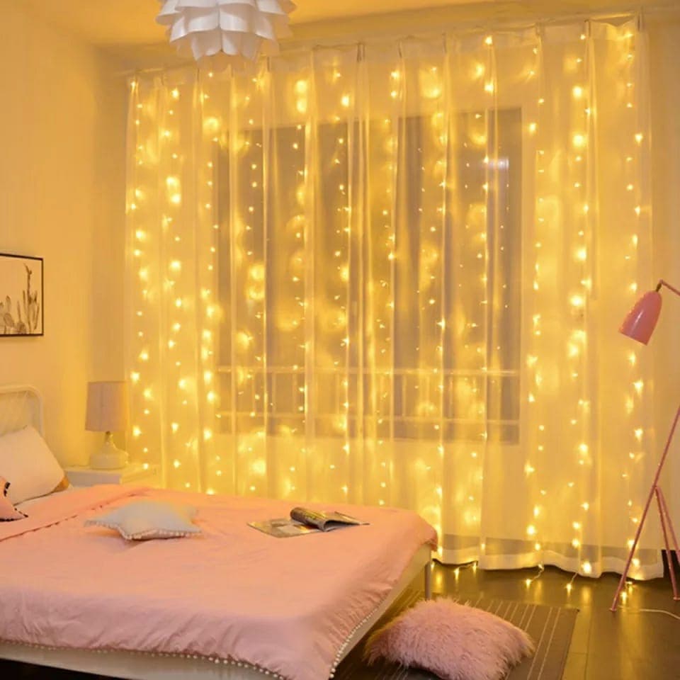 Rideau Lumineux 3\3 M 220 V pour la décoration extérieure Et des fêtes à la maison — صورة 2