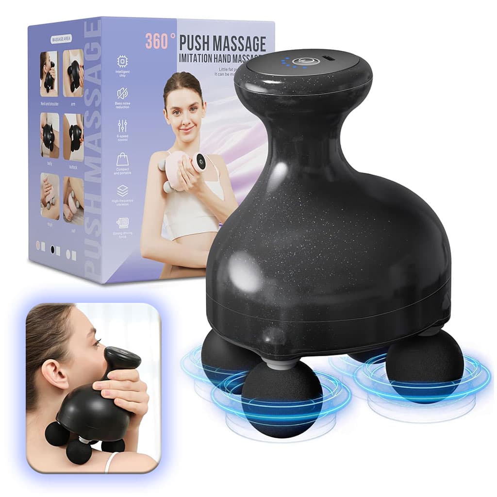 Pistolet de massage portatif à 4 têtes pour tissus profonds – جهاز تدليك الجسم — صورة 1