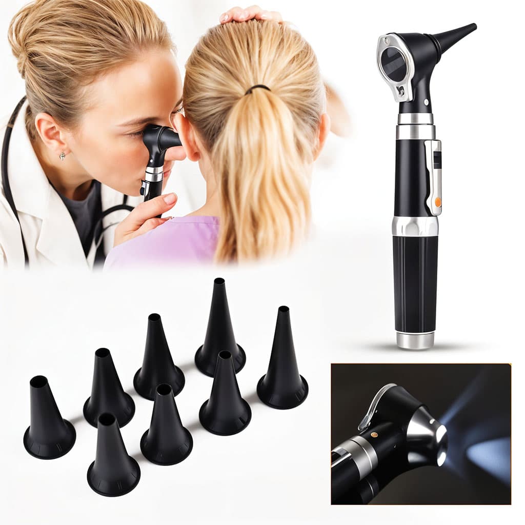 Otoscope 3X avec LED loupe de contrôle d’oreille portable avec 8 capuchons – جهاز فحص الأذن — صورة 1