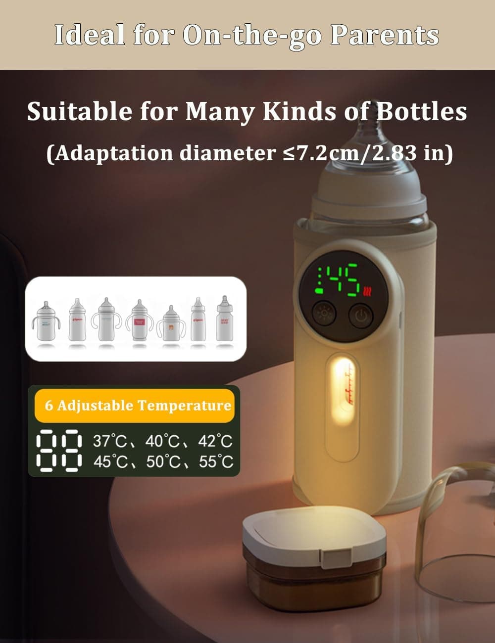 سخان قارورة حليب | Chauffe-biberon USB Rechargeable | عرض درجة الحرارة — صورة 3