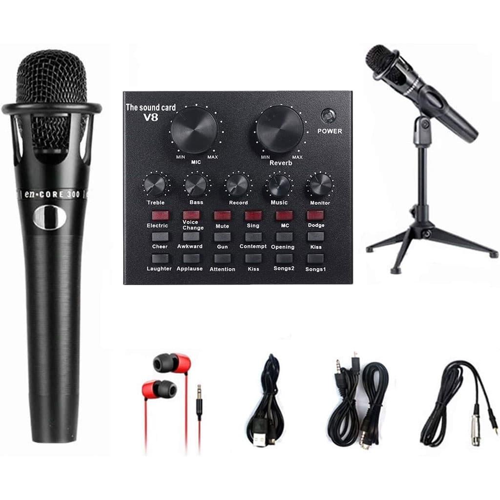 V8 Externe Live Carte Son avec Microphone Set – بطاقة صوت مع ميكروفون للتسجيلات الصوتية — صورة 1