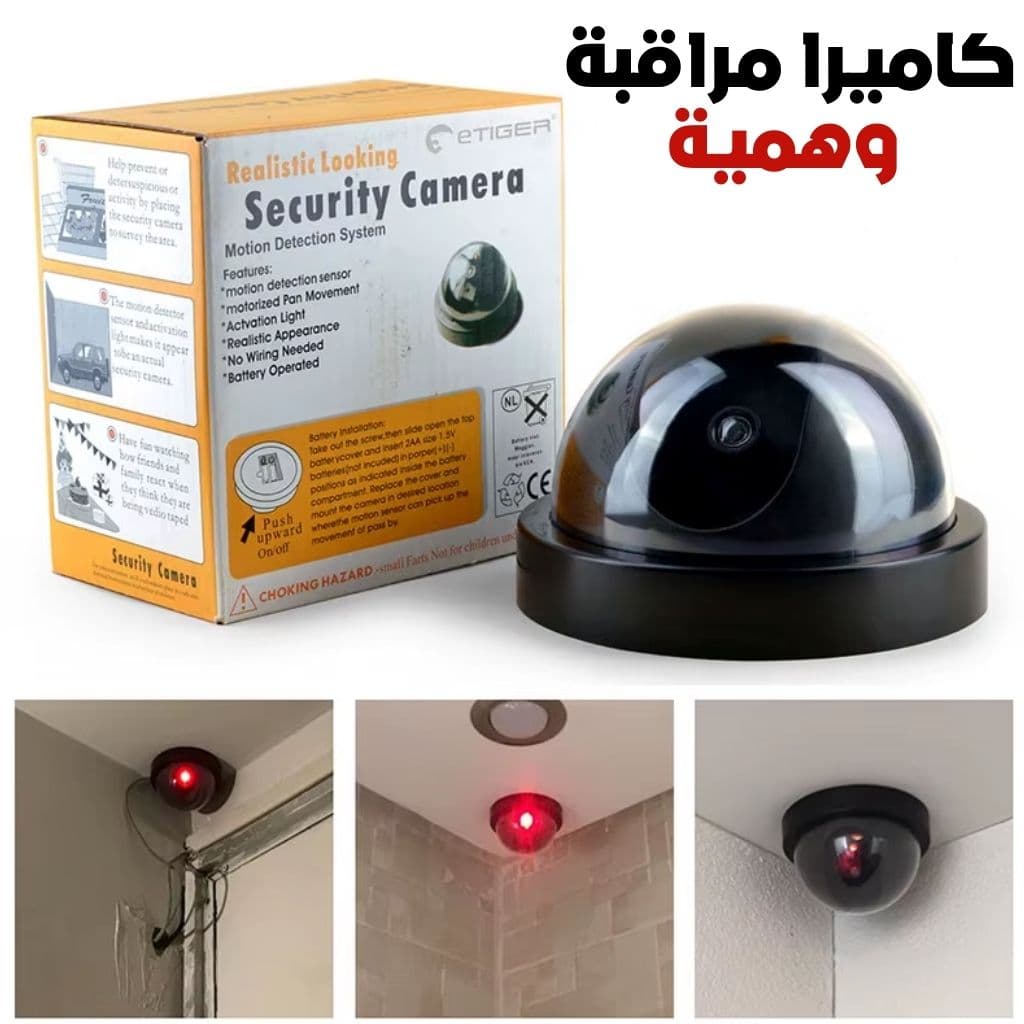 Caméra Factice de Surveillance Dôme avec LED Clignotante – كاميرا مراقبة وهمية مع ضوء — صورة 1