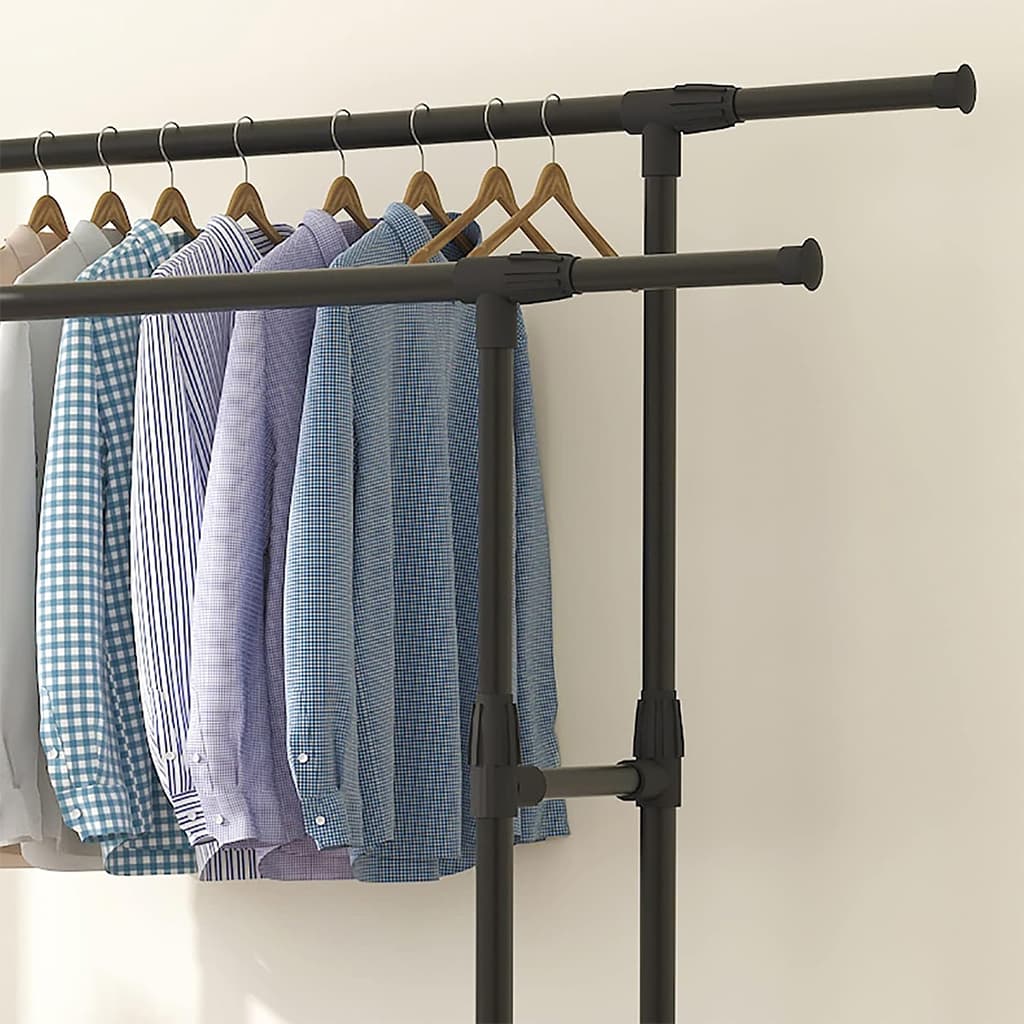 Penderie Mobile Double Barres Extensible Hauteur réglable avec 4 Roulettes V6 — صورة 4