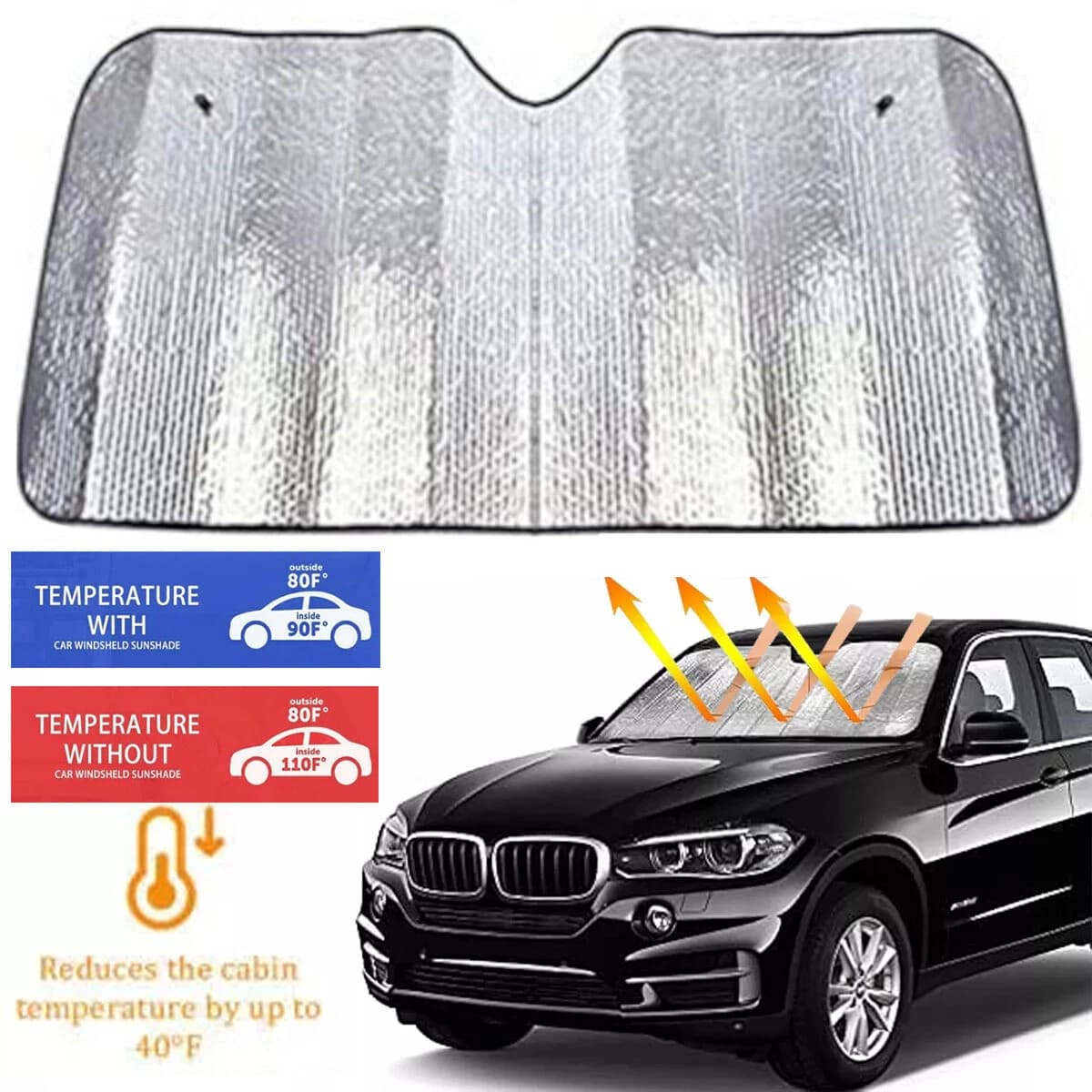 Pare-soleil Réflecteur pour Pare-brise de Voiture - مظلة الزجاج الأمامي العاكسة والواقية من الحرارة - Accessoires Auto/Moto - صورة 8