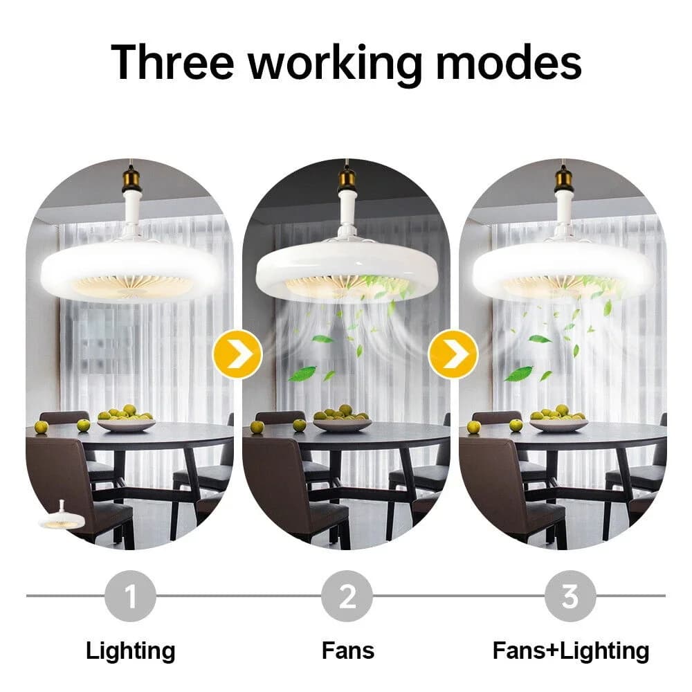 Lampe et Ventilateur de plafond silencieux avec télécommande 30W 220V — صورة 3