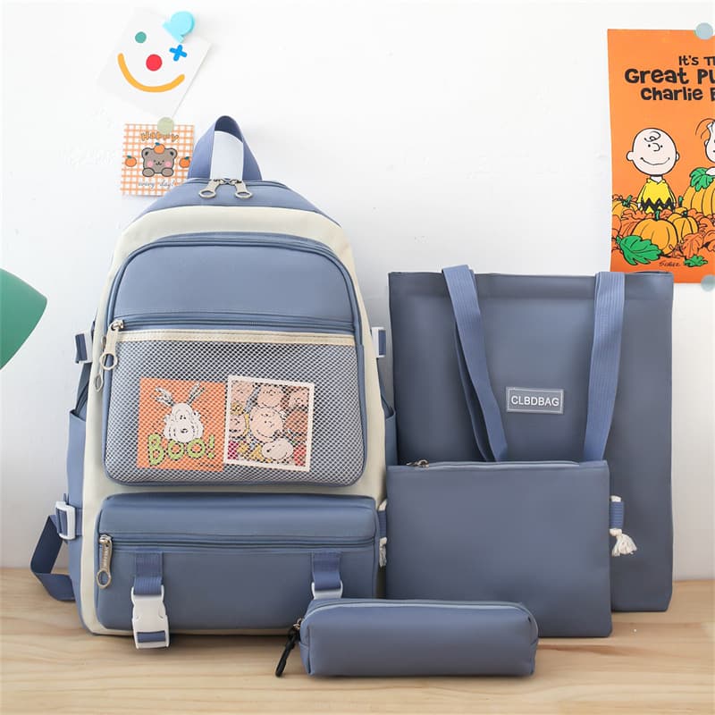 Ensemble de sacs d’école Kawai pour adolescents 4Pcs CLBD V3 Bleu – محفظة 4 قطع كاواي أزرق — صورة 1