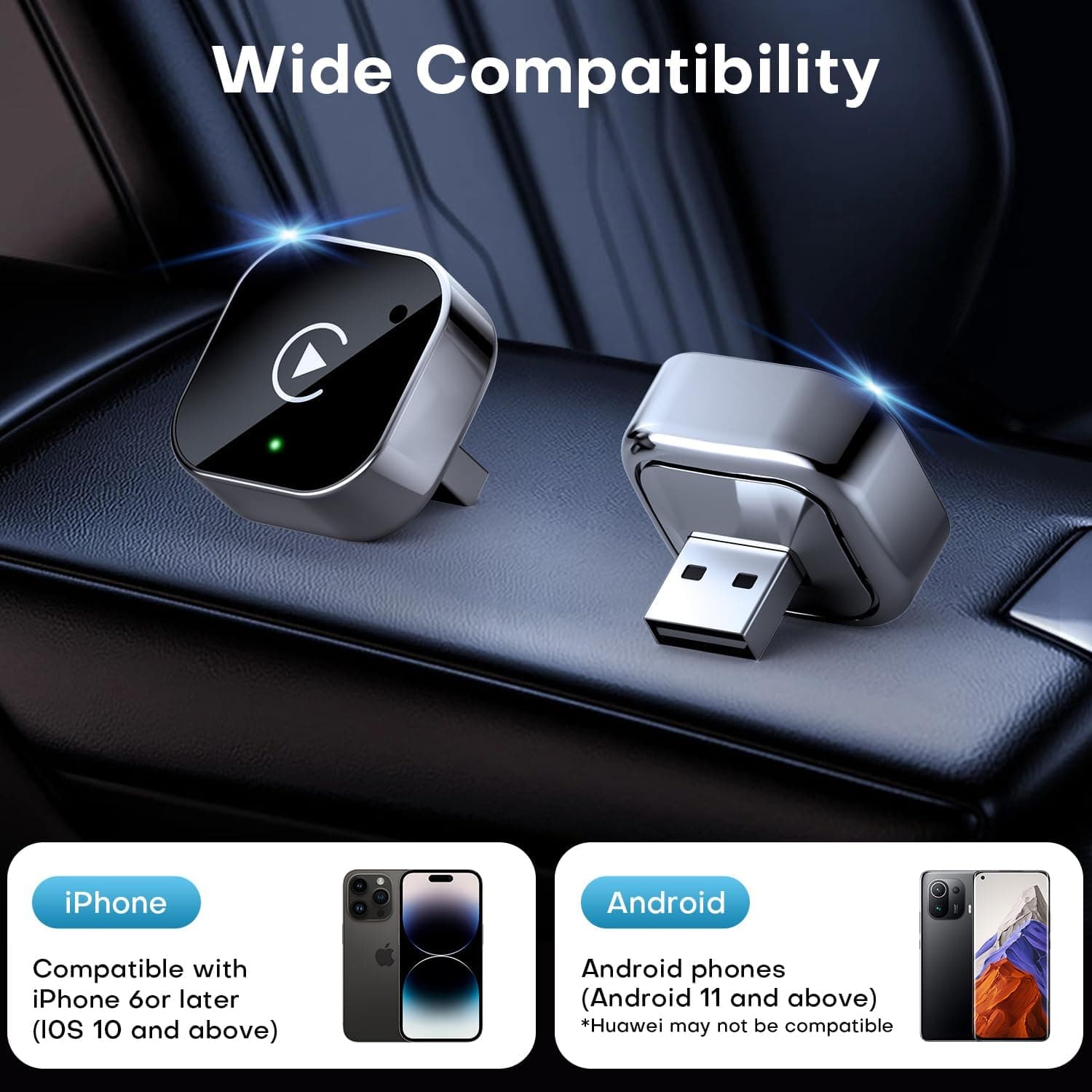 Adaptateur Sans Fil CarPlay et Android Auto pour Voitures - محول السيارة الذكي 2 في 1 - Accessoires Auto/Moto - صورة 7