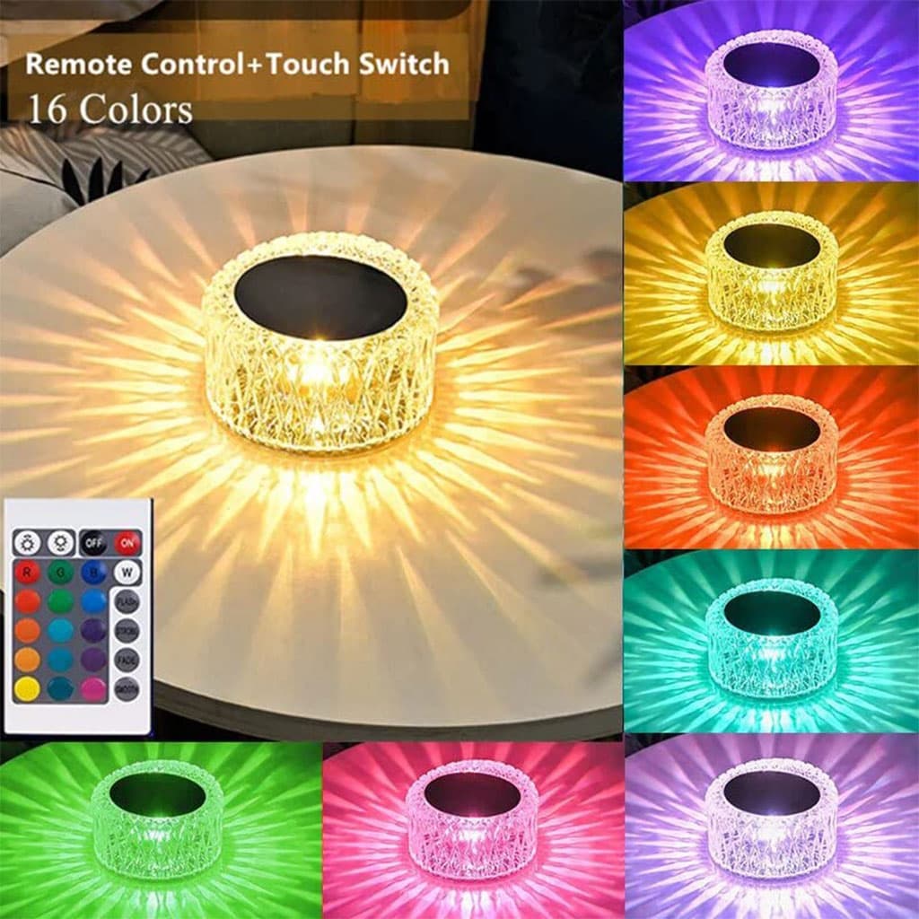 Lampe de Table en Cristal à Gradation tactile, Veilleuse Rechargeable par USB — صورة 5