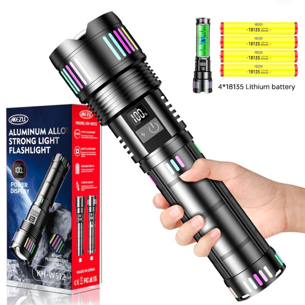 مصباح يدوي تكتيكي قوي | Lampe Torche 2000 Lumens | بطارية 16000mAh — صورة 1