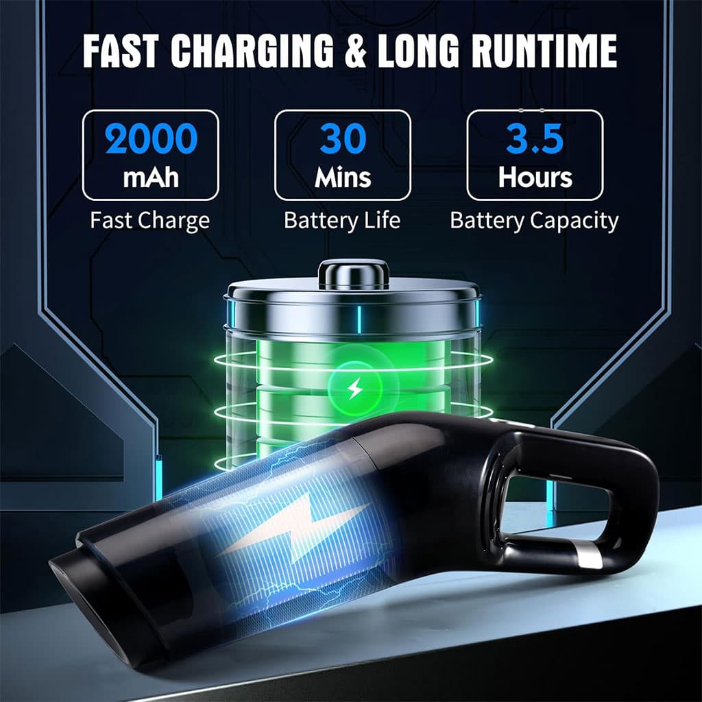 Aspirateur de voiture sans fil 10000PA Rechargeable – مكنسة كهربائية لاسلكية — صورة 2