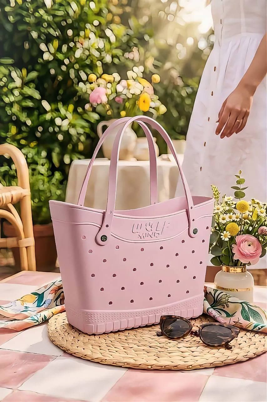 Sac de Plage Eva et Silicone Garni de Trous Grand Cabas Imperméable Tendance pour Été - حقيبة الشاطئ السيليكونية العصرية المقاومة للماء - Vacance & Loisir - صورة 4