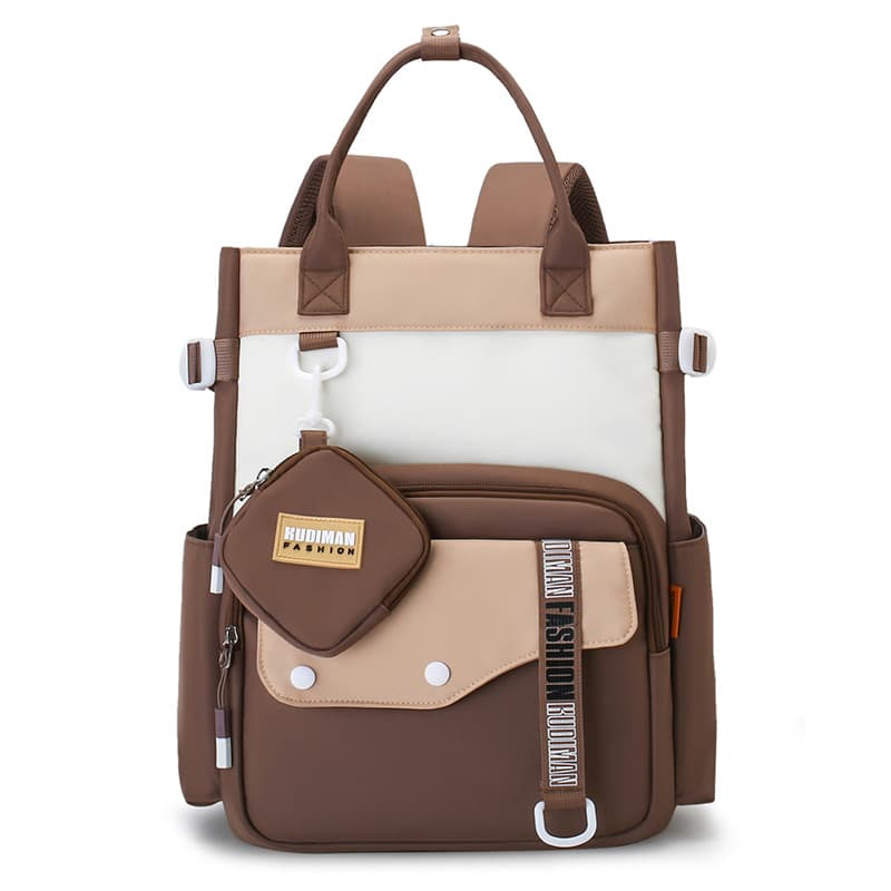 Ensemble de sacs d’école Kawai pour Enfants 2Pcs Avec Pochette Marron – محفظة 2 قطع كاواي مع محفظة صغيرة بني — صورة 1