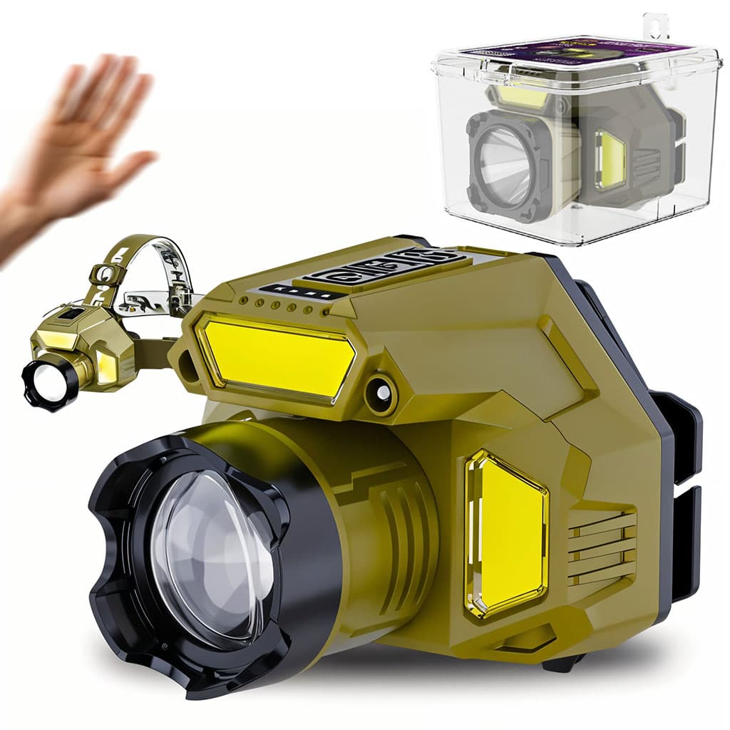 Lampe frontale rechargeable avec capteur de mouvement – مصباح مع مستشعر حركة — صورة 1