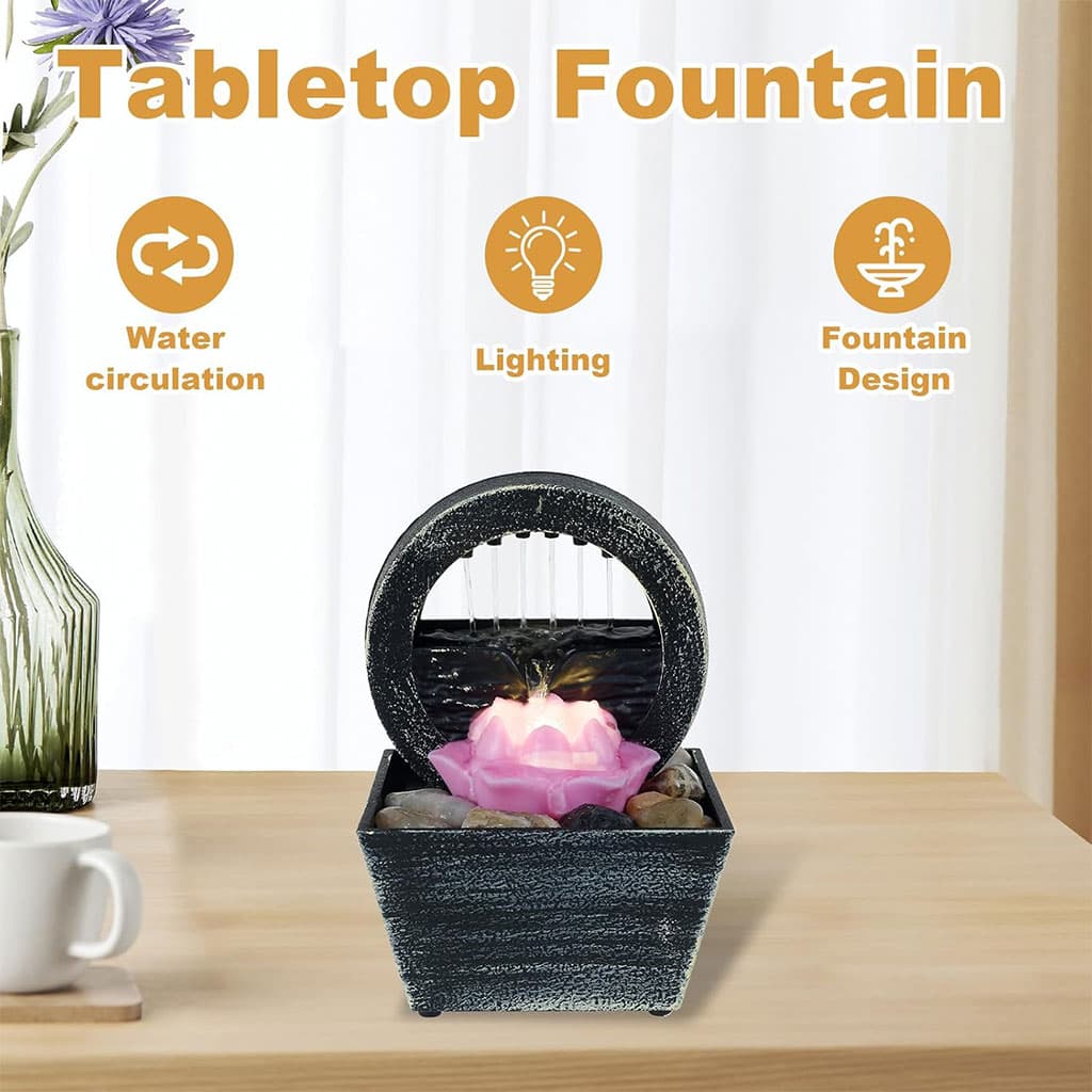 Fontaine à eau cascade avec éclairage LED pour décoration intérieure et ambiance V3 — صورة 5
