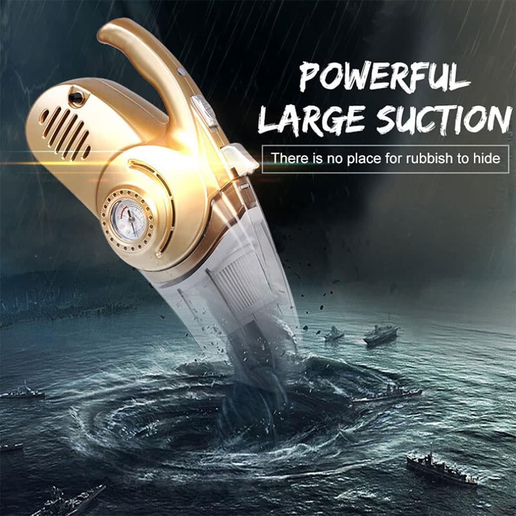 Aspirateur Portable 4 en 1 pour Voiture avec Gonfleur de Pneu Numérique – مكنسة كهربائية وجهاز نفخ العجلات — صورة 3