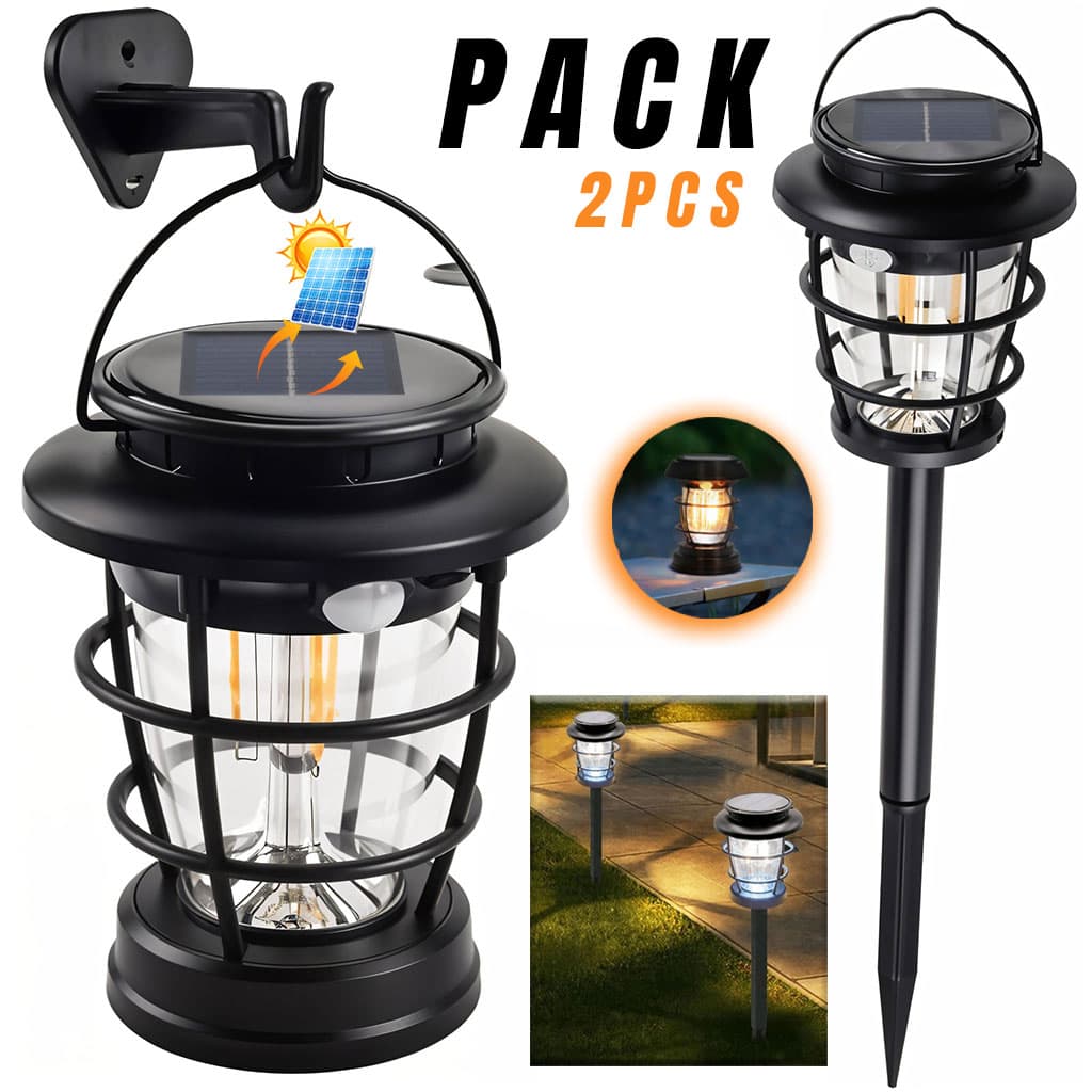 PACK X 2 Lanterne de Jardin Solaire avec Détecteur de Mouvement JF-8818 – مصباح خارجي يعمل بالطاقة الشمسية — صورة 1