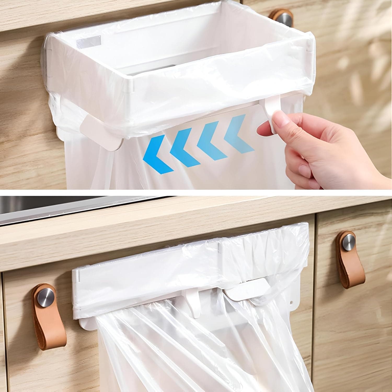 Support de Sac Poubelle Mural et Pliable Fixation Autocollante sans Perçage - حامل وموزع أكياس القمامة الجداري - Cuisine - صورة 5