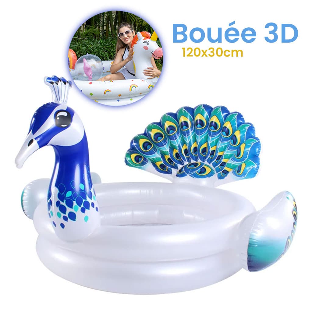 Bouée de piscine Design Paon 3D pour Enfants – حوض سباحة على شكل طائر — صورة 1