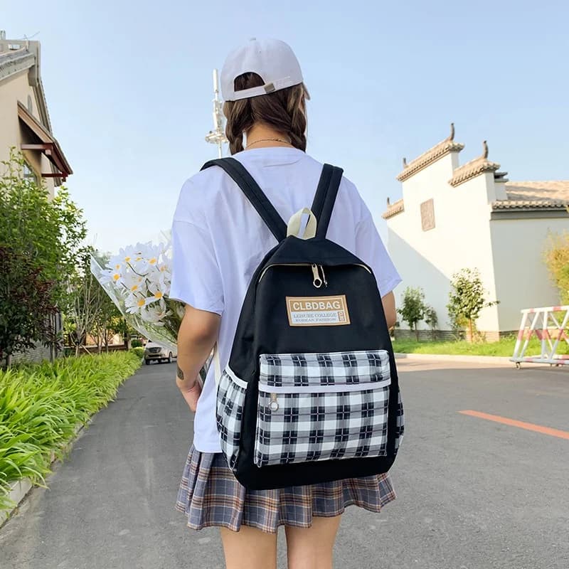 Ensemble de sacs d’école Kawai pour adolescents 4Pcs CLBD V4 Noir – محفظة 4 قطع كاواي أسود — صورة 2