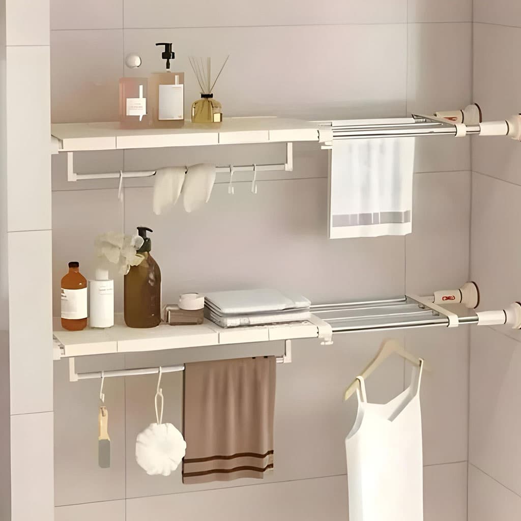 Étagère de placard mural extensible tuyau télescopique 1Pcs - رف خزانة حائط قابل للتمديد مزود بأنبوب تلسكوبي - Maison - صورة 7