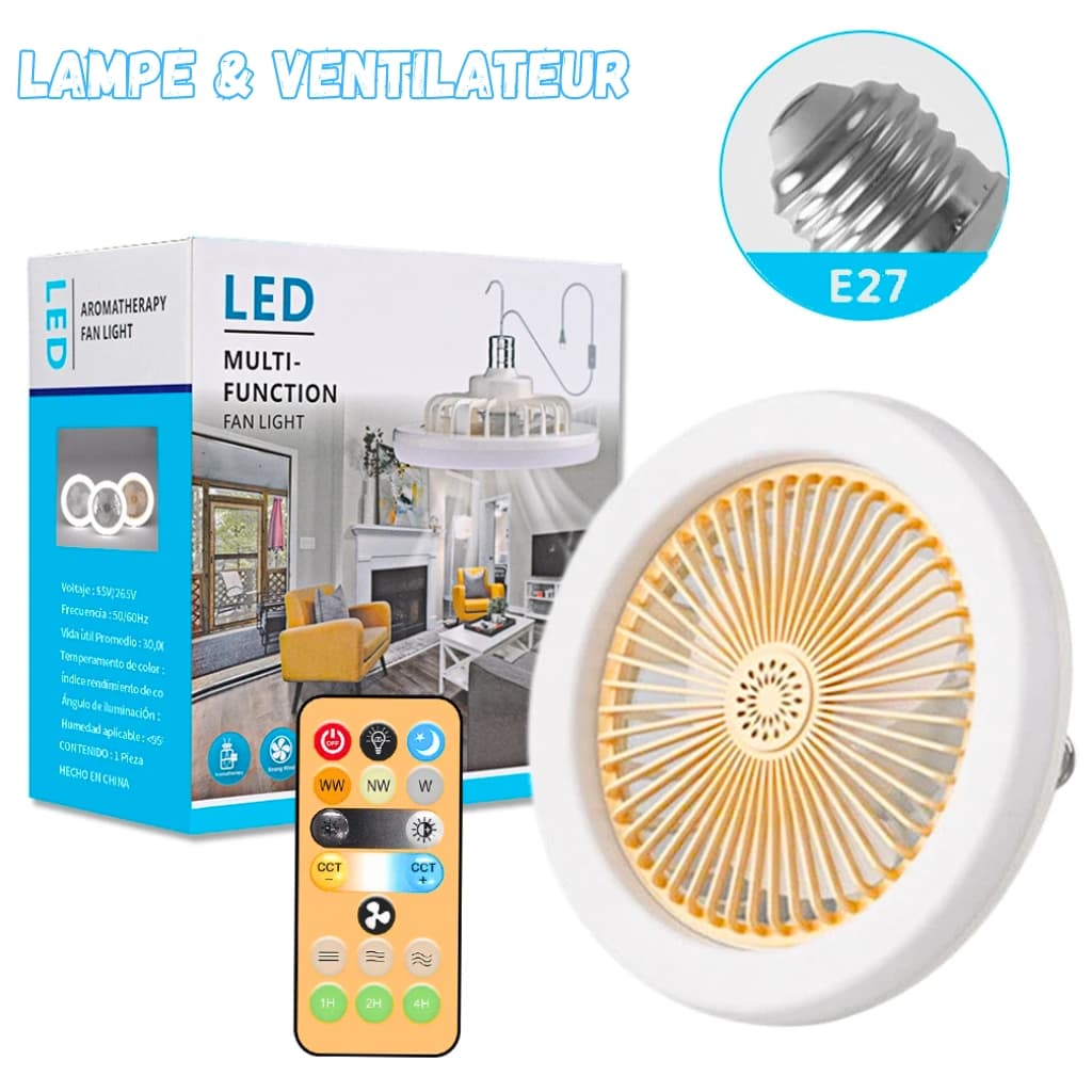 Lampe et Ventilateur de plafond silencieux avec télécommande 30W 220V — صورة 1