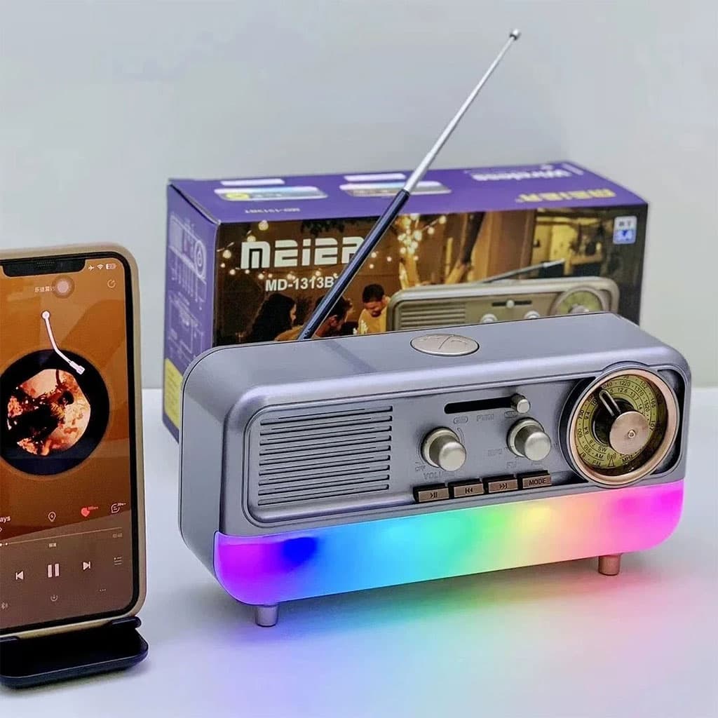 Radio Portable Rétro et Haut Parleur Bluetooth Style Vintage MD-1313BT – مكبر صوت بلوتوث — صورة 5