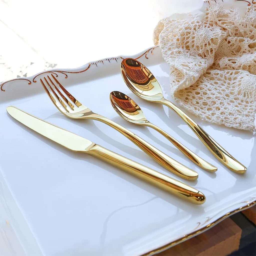 Serie Ensemble De Couverts Créatifs En Forme De Œuf Dorée 24Pcs – طقم أدوات المطبخ — صورة 7