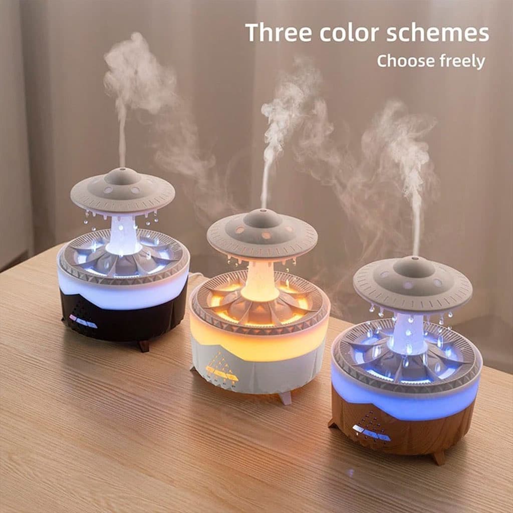 Lampe d’humidification par gouttelettes d’eau 350ML ultrasonique, avec télécommande — صورة 7