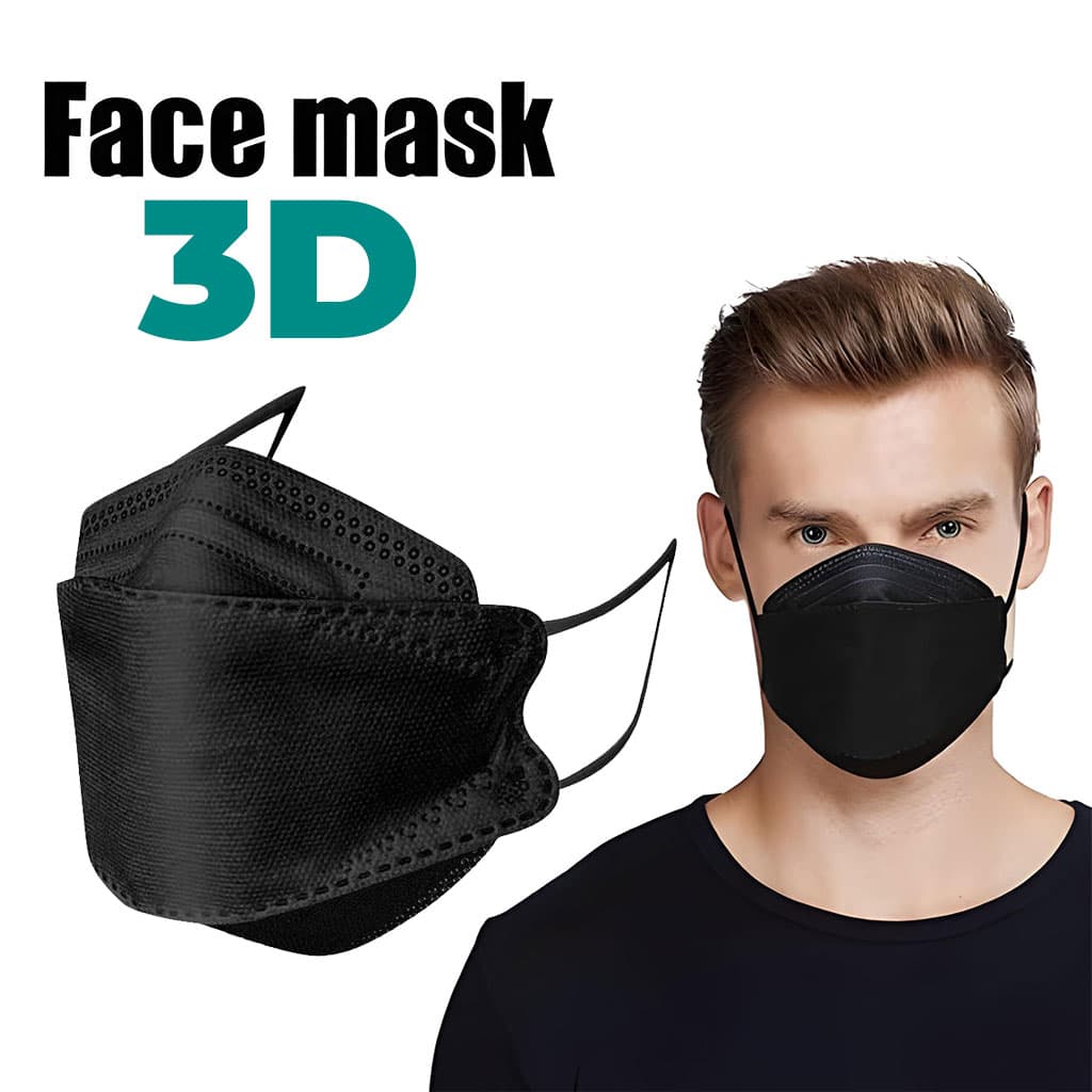 Lot de 20Pcs Bavettes 3D FFP2 à Quatre couches - علبة كمامات سوداء عالية الجودة — صورة 1