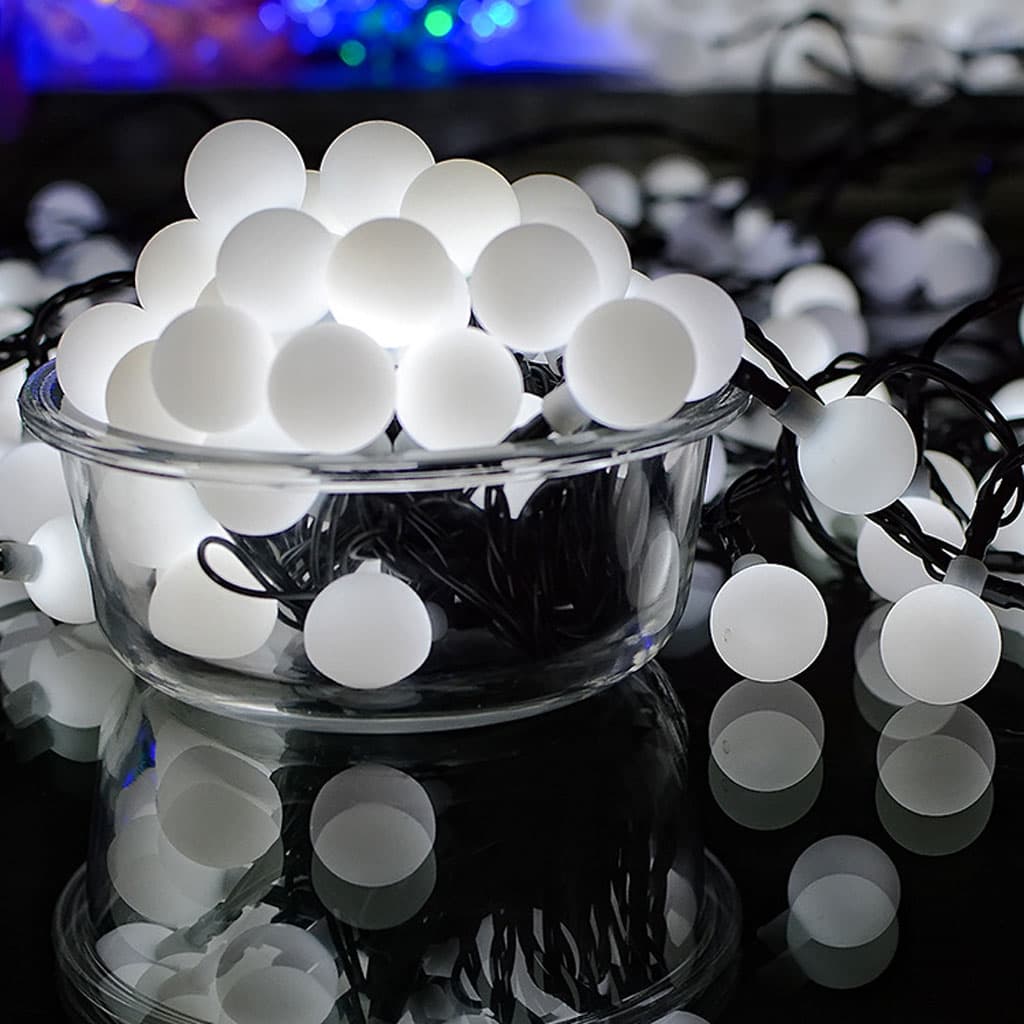 Guirlande lumineuse à 40 LED - 9 m - Branchement direct avec secteur étanche décoration idéale pour chambre (Rond) — صورة 8