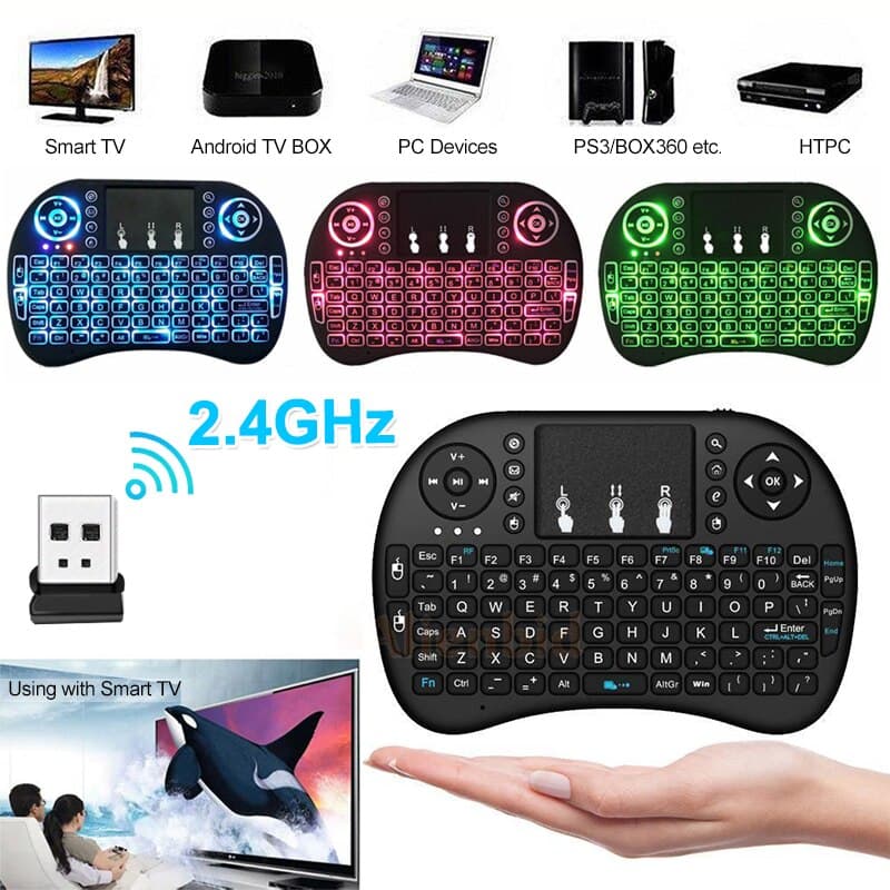 Clavier et Pad sans fil Tricolor rétroéclairé USB multimédia contrôle — صورة 3