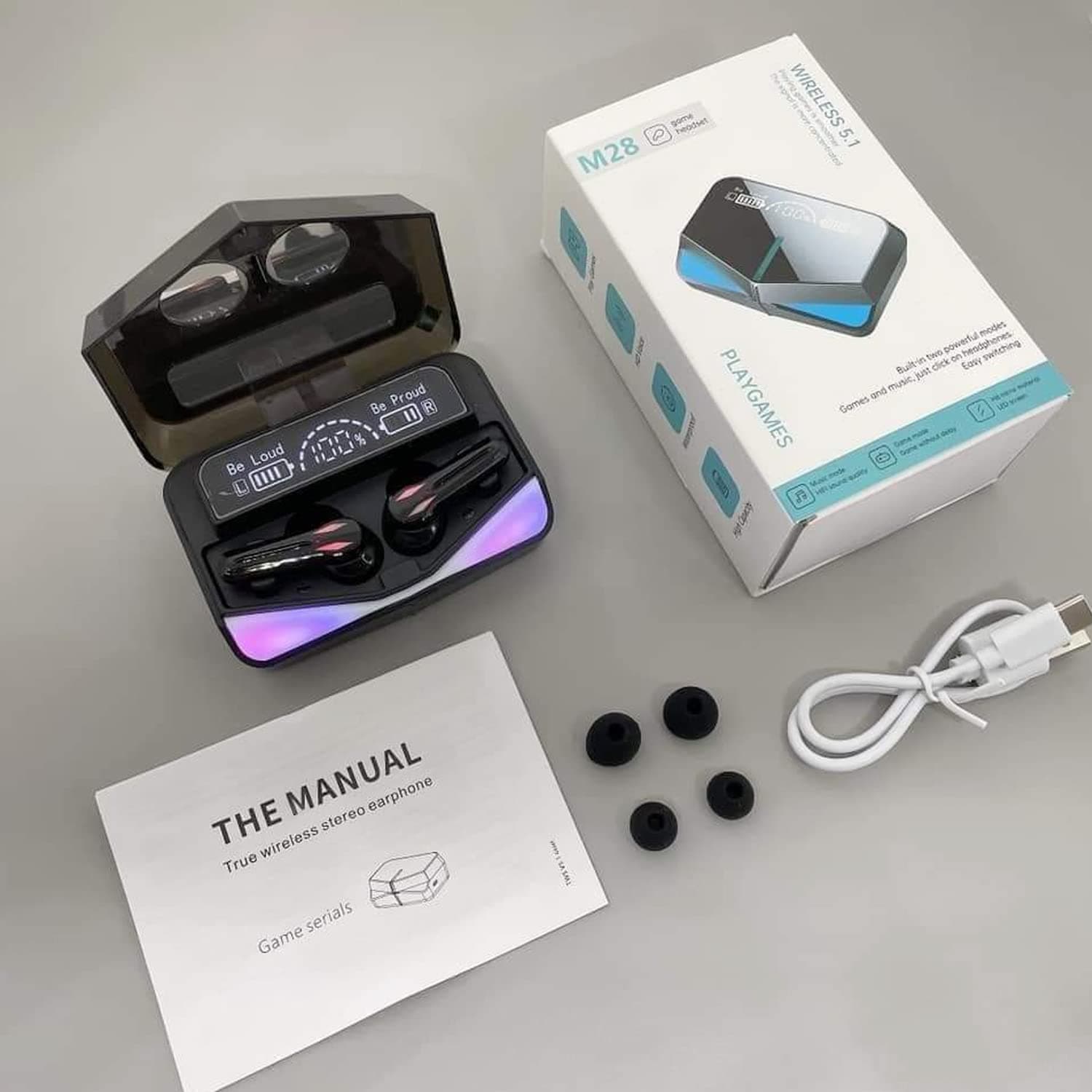 M28 Wireless Earbuds TWS Bluetooth 5.1 Gaming Monster — صورة 4