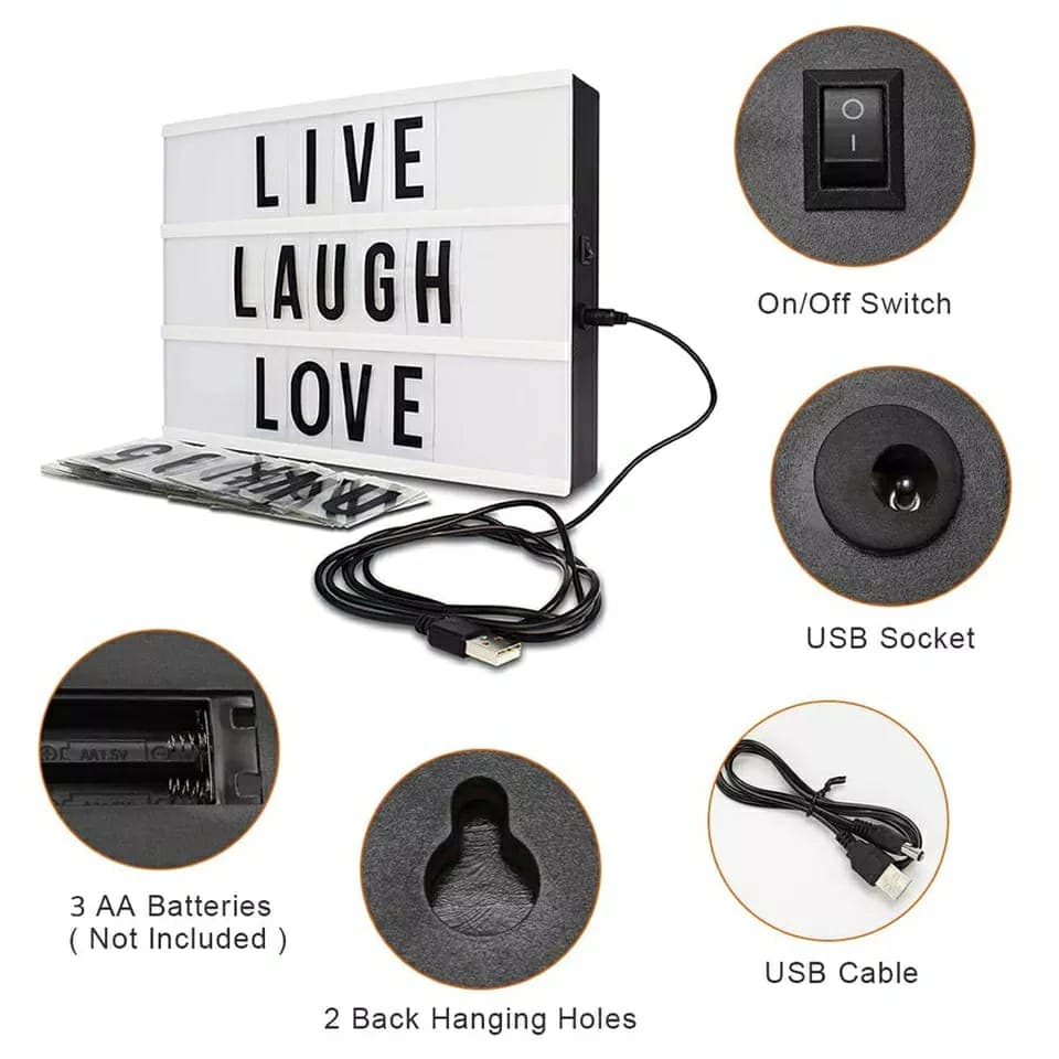 LED MESSAGE LIGHT BOX -Noir et Blanc — صورة 10