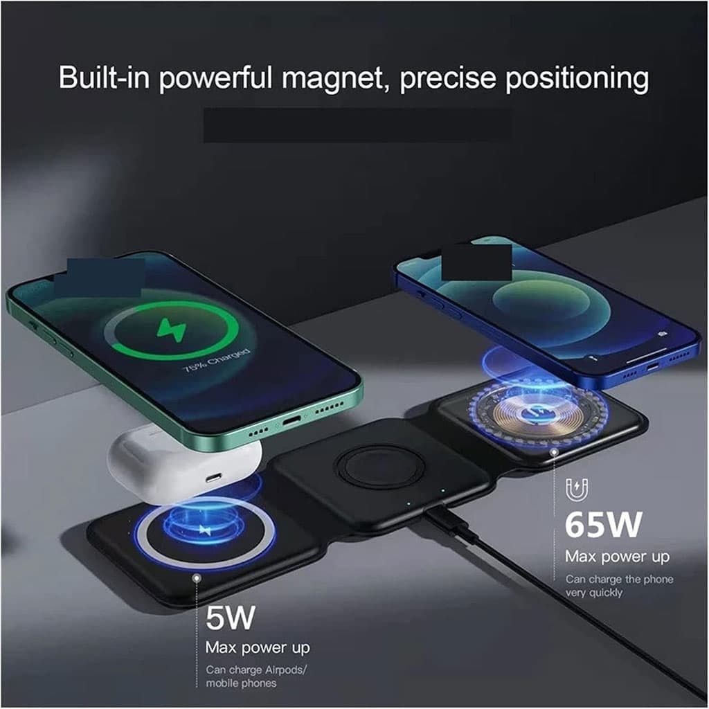Chargeur magnétique sans Fil 65W 3 en 1 Chargement Rapide — صورة 2