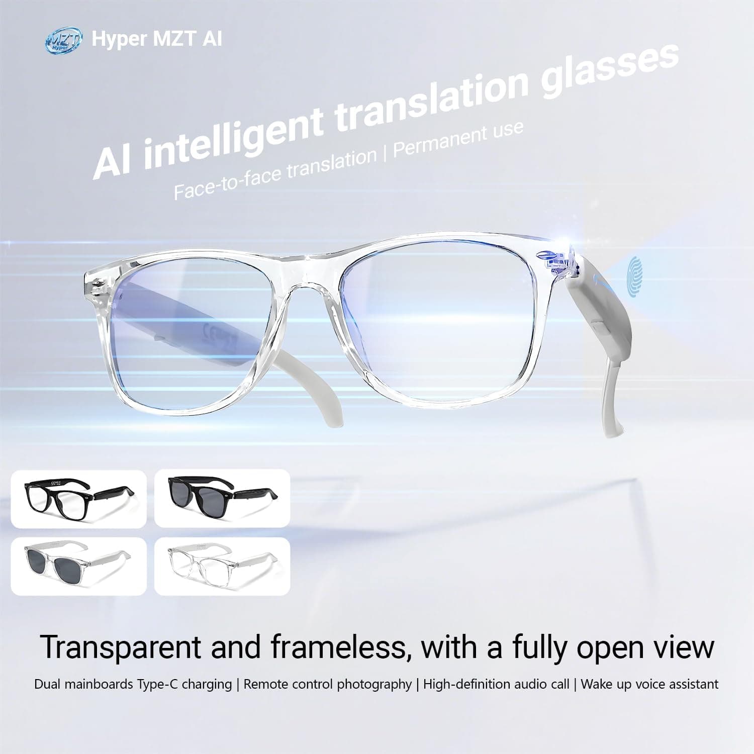 Lunettes Connectées F20 de Traduction IA et Audio Open-Ear Bluetooth 5.4 - نظارات المترجم الذكية بالذكاء الاصطناعي - Électronique - صورة 3
