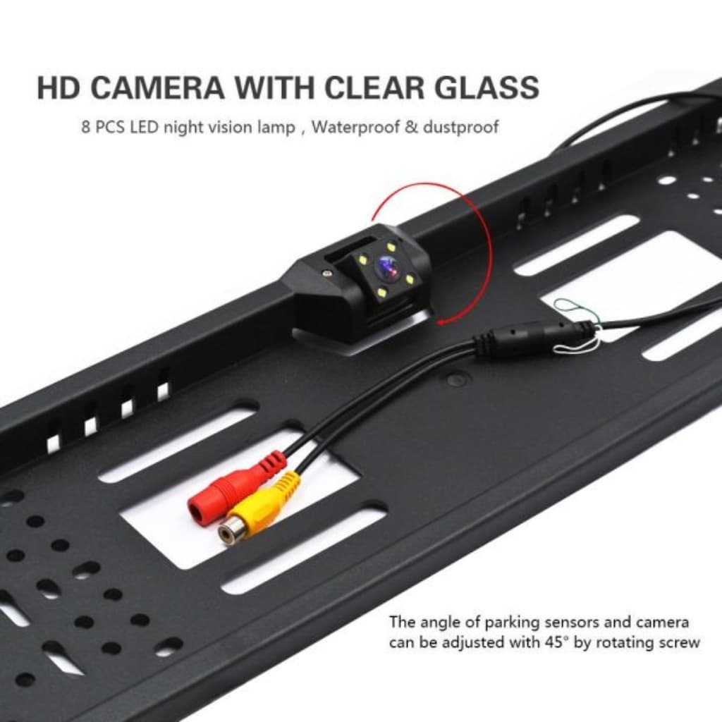Caméra de recul HD pour voiture, Avec cadre de plaque d'immatriculation Standard , étanche, Vision nocturne, 4 LED — صورة 4