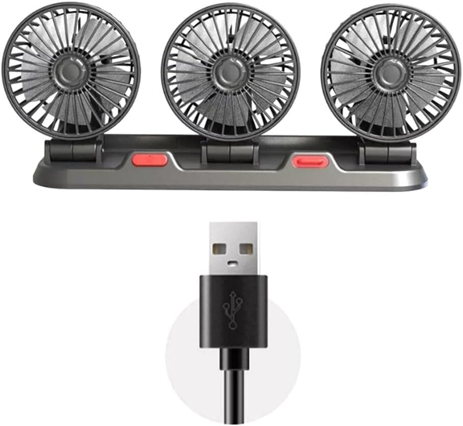 Ventilateur de Voiture USB Haute Vitesse 360° Réglable 3 Têtes 12/ 24 V - مروحة سيارة قابلة للتعديل بزاوية 360 درجة بثلاثة رؤوس - Accessoires Auto/Moto - صورة 8