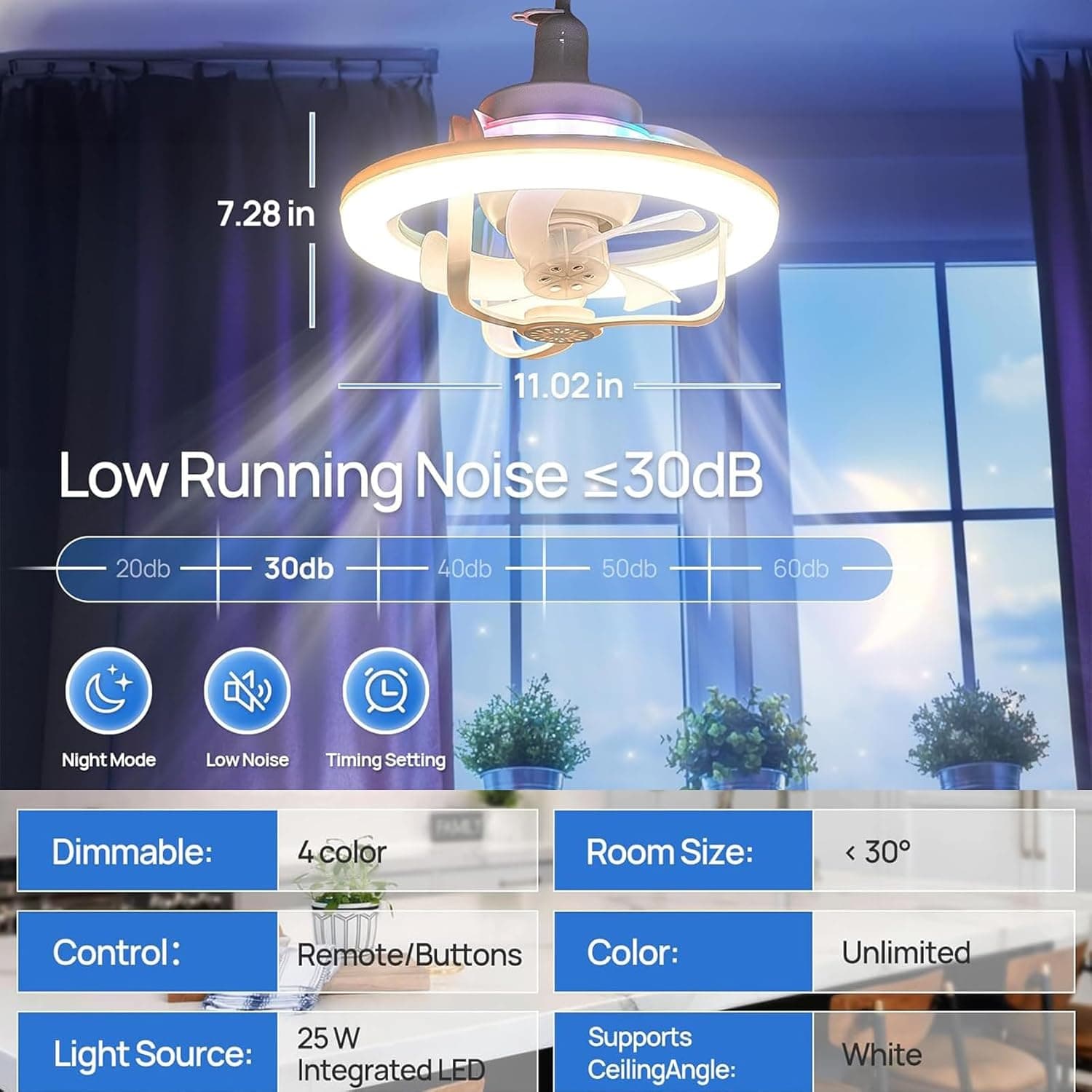 Ventilateur de Plafond Lumineux E27 avec Éclairage RGB et Télécommande - مروحة السقف الذكية إضاءة ملونة مع ريموت - Électronique - صورة 10