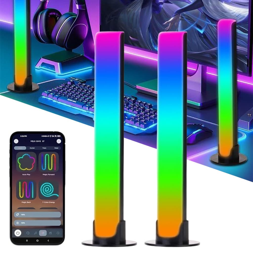 أضواء LED ملونة متزامنة | Barre RGB 2PCS Musique | 8 أوضاع إضاءة — صورة 1