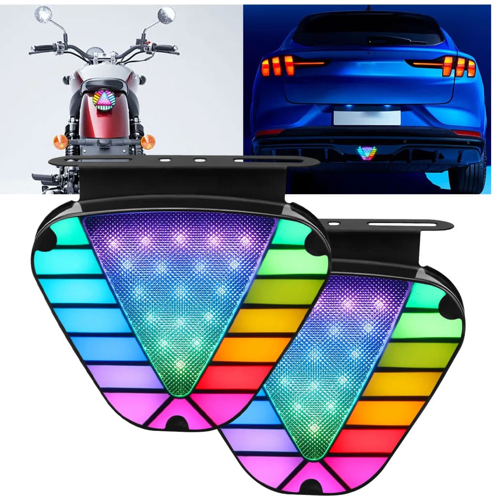 Feu arrière clignotant triangulaire à LED multicolore 2PCS – مصباح إشارة متعدد الألوان — صورة 1