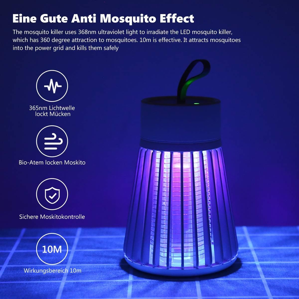 Lampe a lumière UV électrique zappeur anti-moustiques Rechargeable — صورة 5