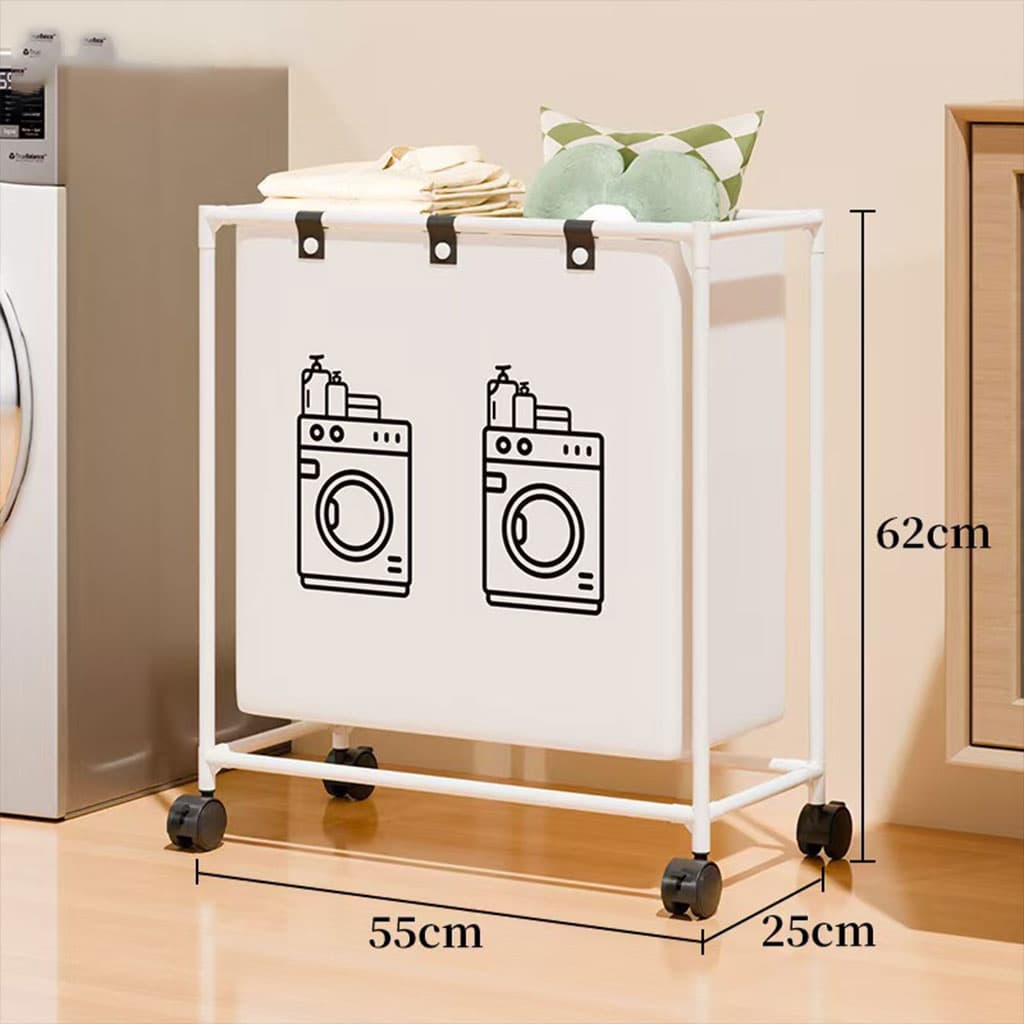 Panier à linge sur roulettes pour vêtements sales en salle de bain – سلة تجميع الملابس الغسيل — صورة 4