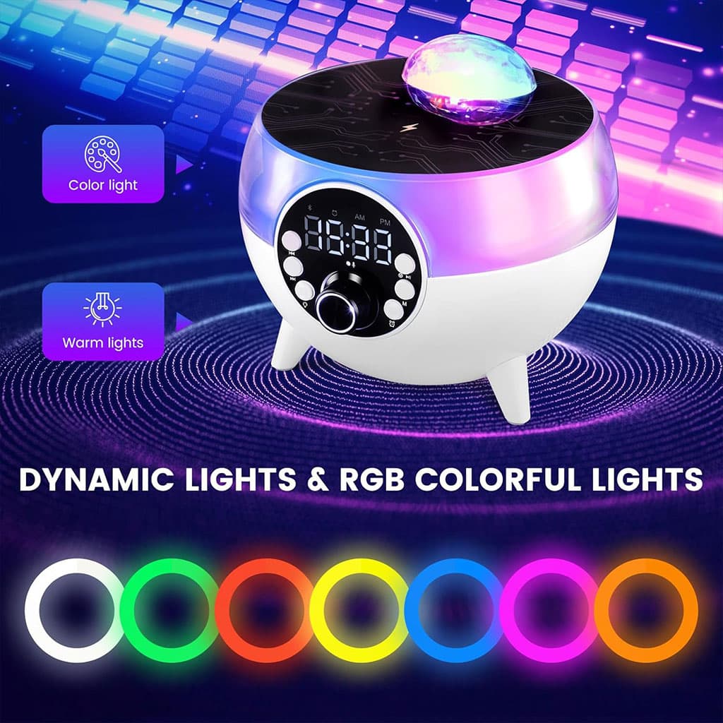 Haut-Parleur et Réveil LED d’Ambiance avec Chargeur Sans Fil 15W — صورة 5