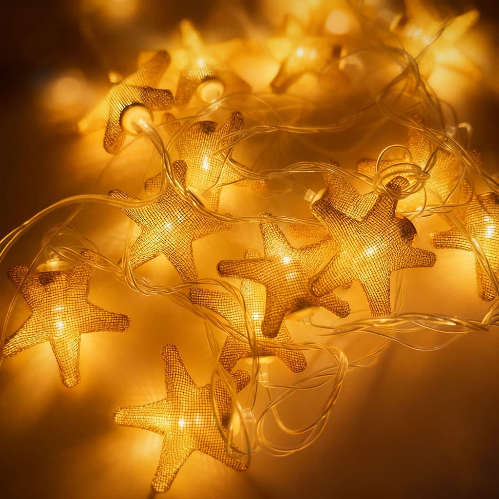 سلسلة أضواء رمضانية | Guirlande Étoiles Dorées 16 LED | شبك معدني — صورة 1