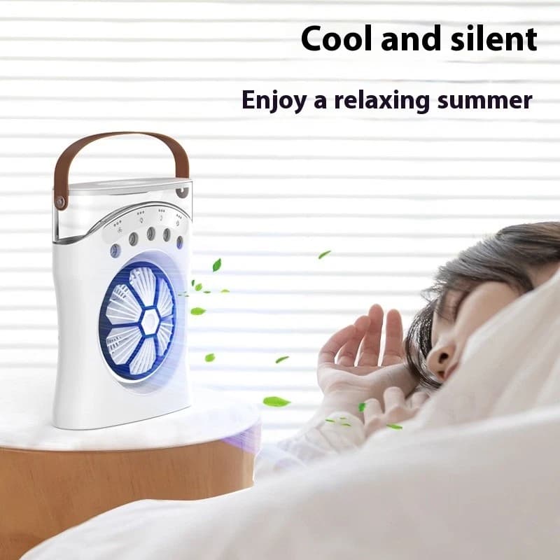 Ventilateur Brumisateur de Bureau Portable USB avec Éclairage - مروحة المكتب الذكية برذاذ الماء والترطيب بـ 3 سرعات - Camping et Randonnée - صورة 12