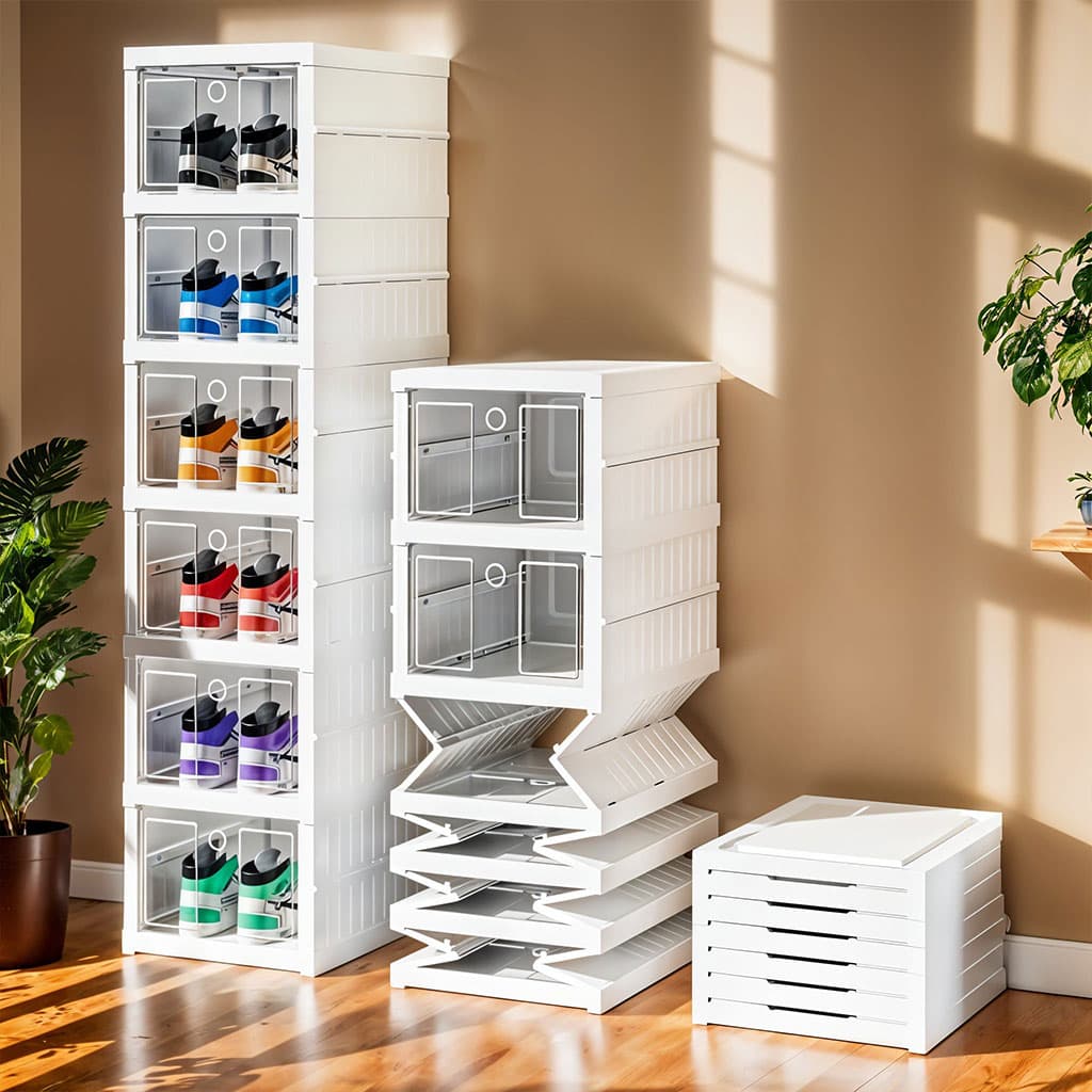 Étagère à chaussures pliable transparente à 6 niveaux facile à ranger – منظم أحذية قابل للطي وسهل التركيب — صورة 1