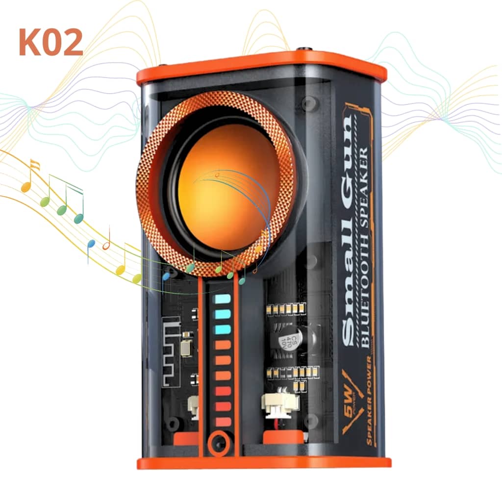 K07 Haut-parleurs compatible Bluetooth 5.0 Transparent sans fil USB 3 LED