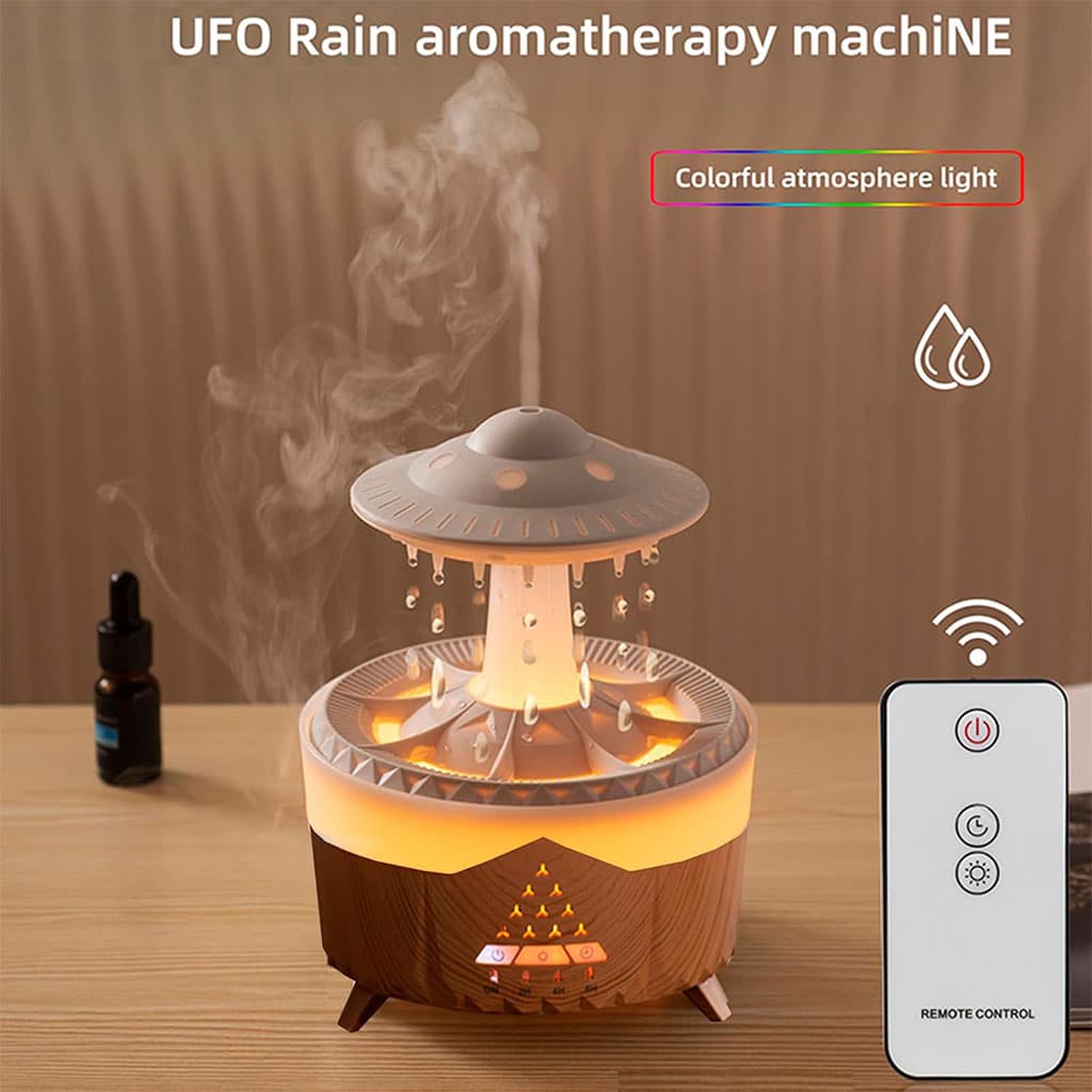 Lampe d’humidification par gouttelettes d’eau 350ML ultrasonique, avec télécommande — صورة 1